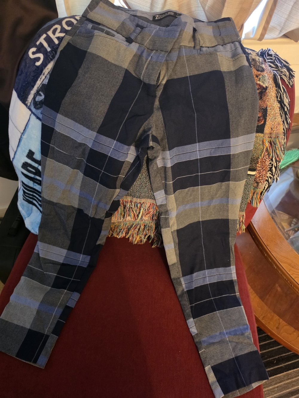 New York & Company Plaid Chinos - Navy & Gray